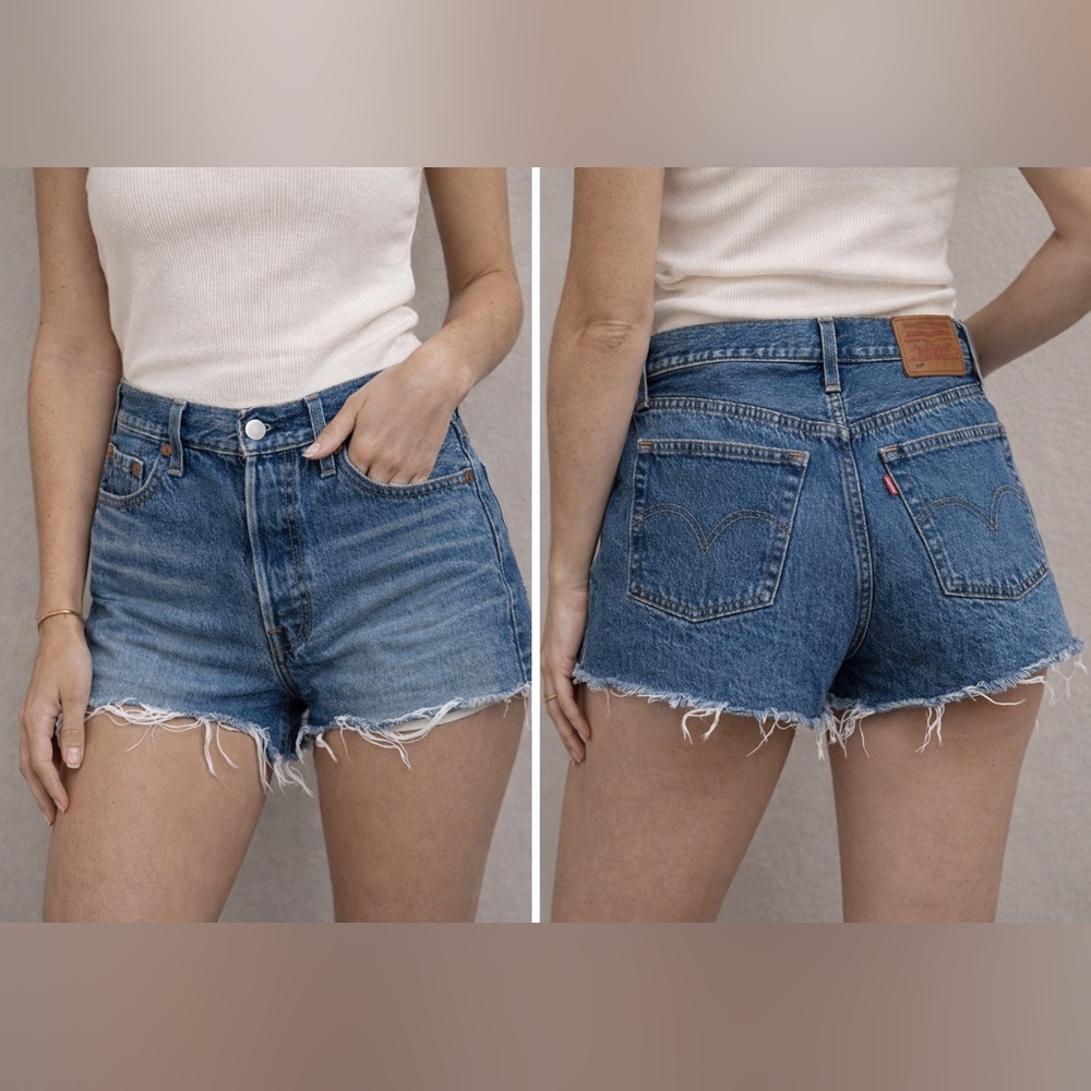 Levi's Blue Jean Shorts Distressed Cut-Off Style